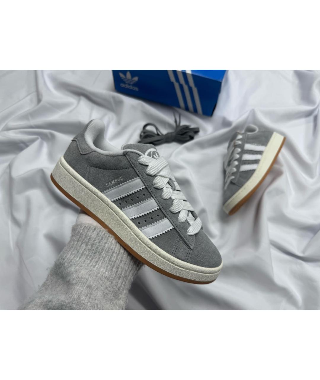 ADIDAS Серые замшевые низкие кроссовки / кеды, фото 2