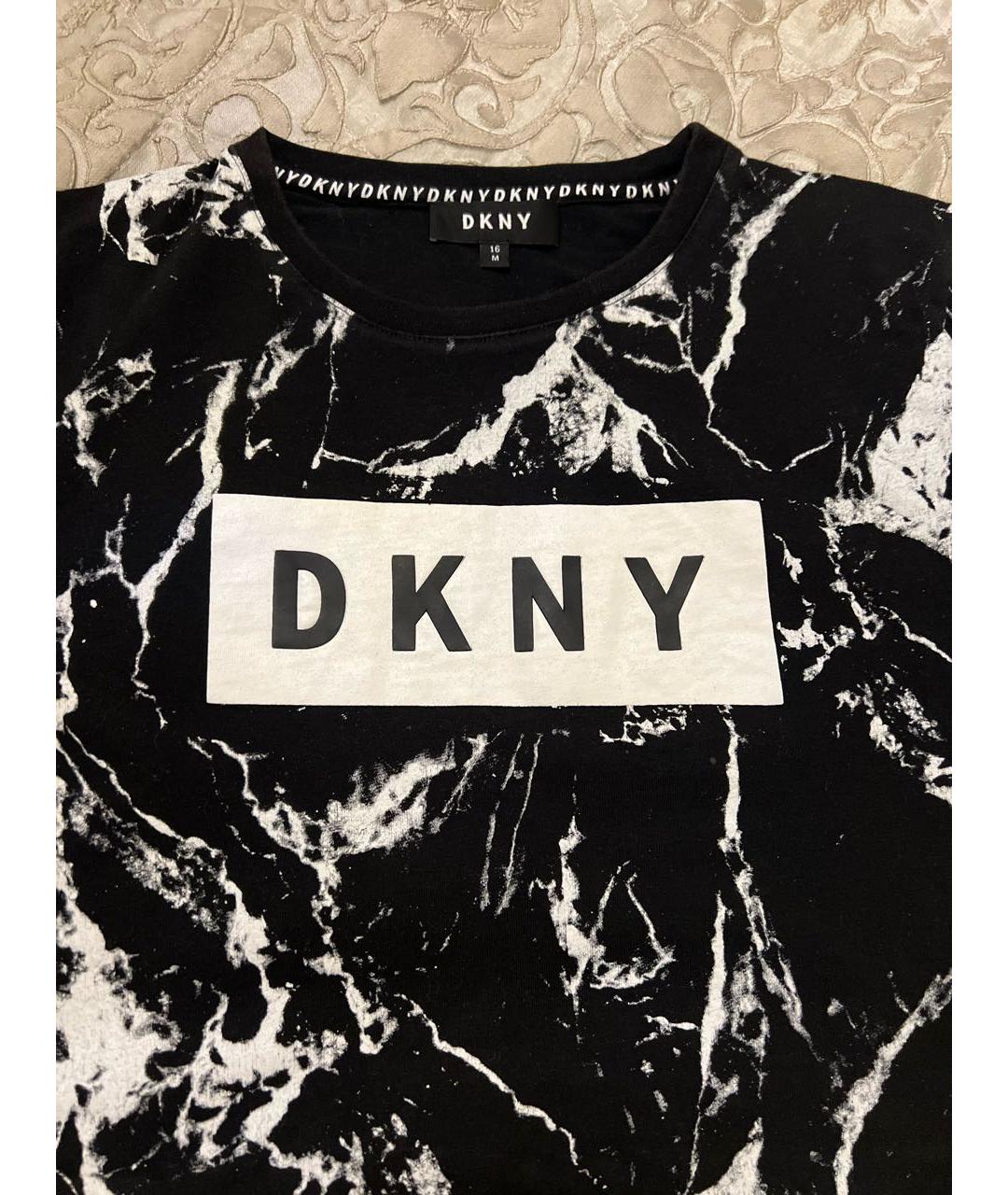 DKNY KIDS Черная хлопковая детская футболка, фото 4