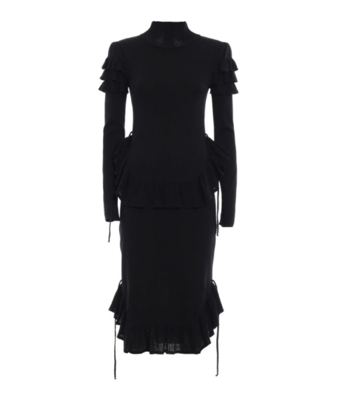 DSQUARED2 Черное шерстяное коктейльное платье, фото 1