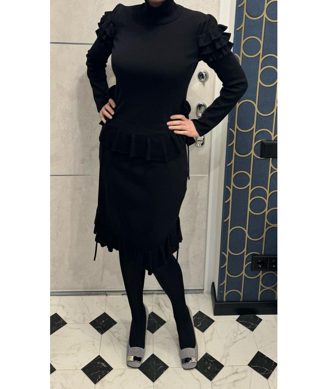 DSQUARED2 Черное шерстяное коктейльное платье, фото 9