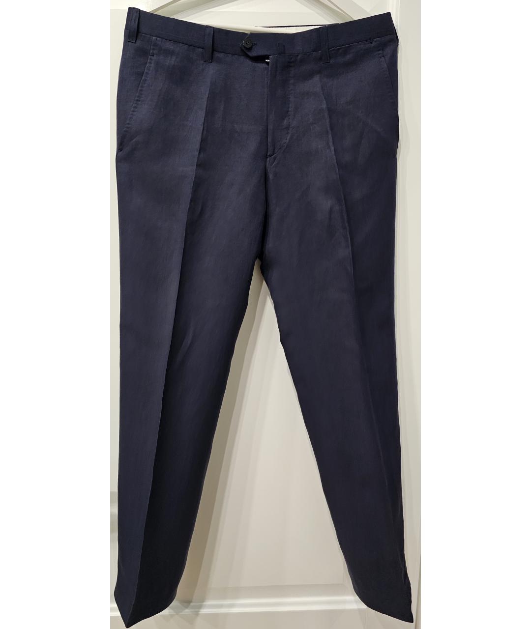 Cesare Attolini Темно-синие шерстяные классические брюки, фото 8
