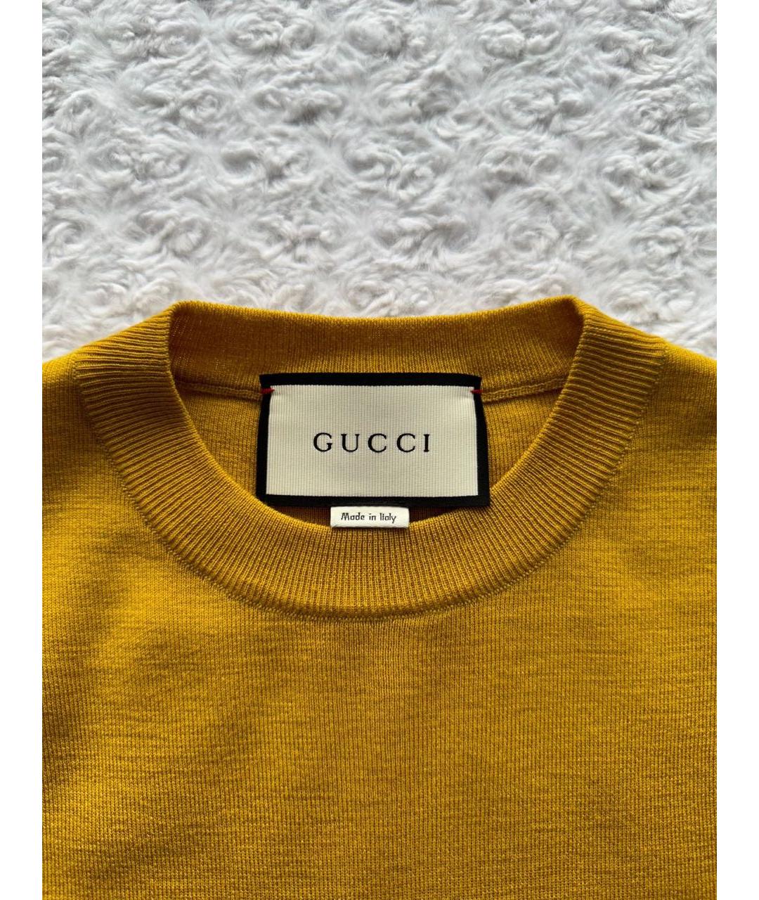 GUCCI Желтый шерстяной джемпер / свитер, фото 7