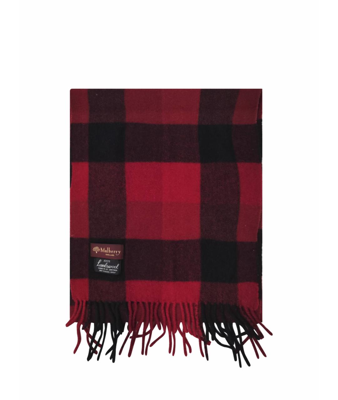 MULBERRY Красный шерстяной шарф, фото 1