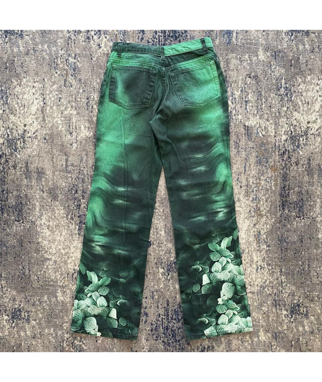 ROBERTO CAVALLI Зеленые хлопко-эластановые прямые джинсы, фото 2