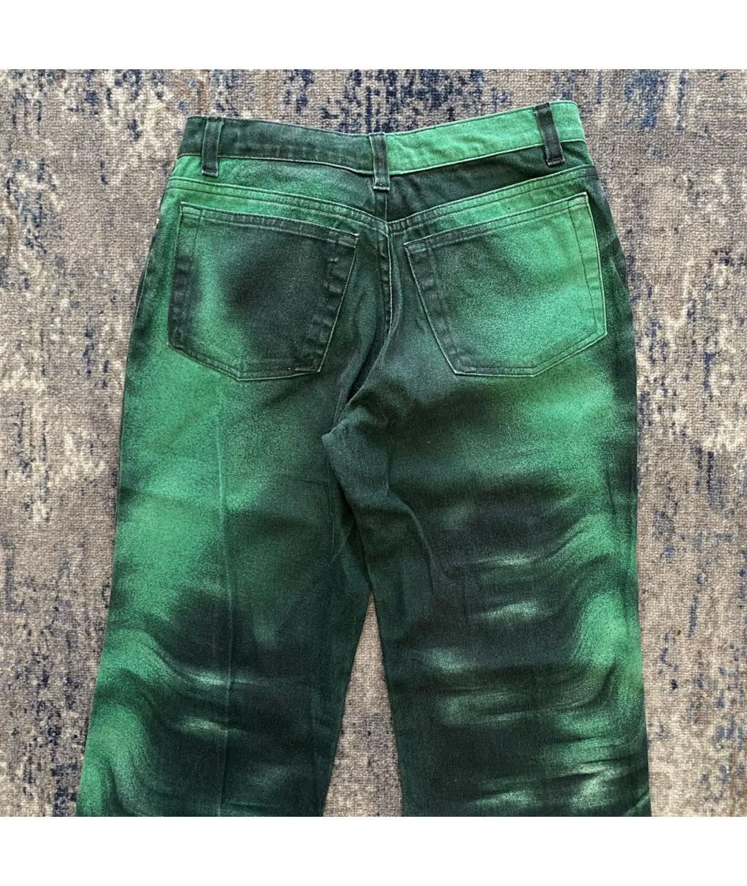 ROBERTO CAVALLI Зеленые хлопко-эластановые прямые джинсы, фото 5