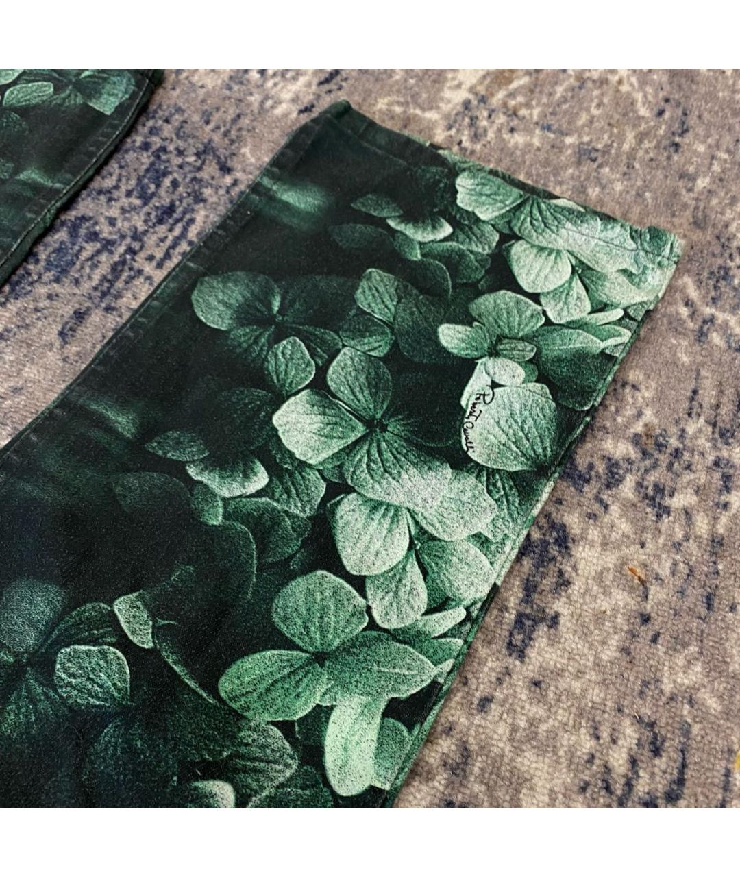 ROBERTO CAVALLI Зеленые хлопко-эластановые прямые джинсы, фото 8