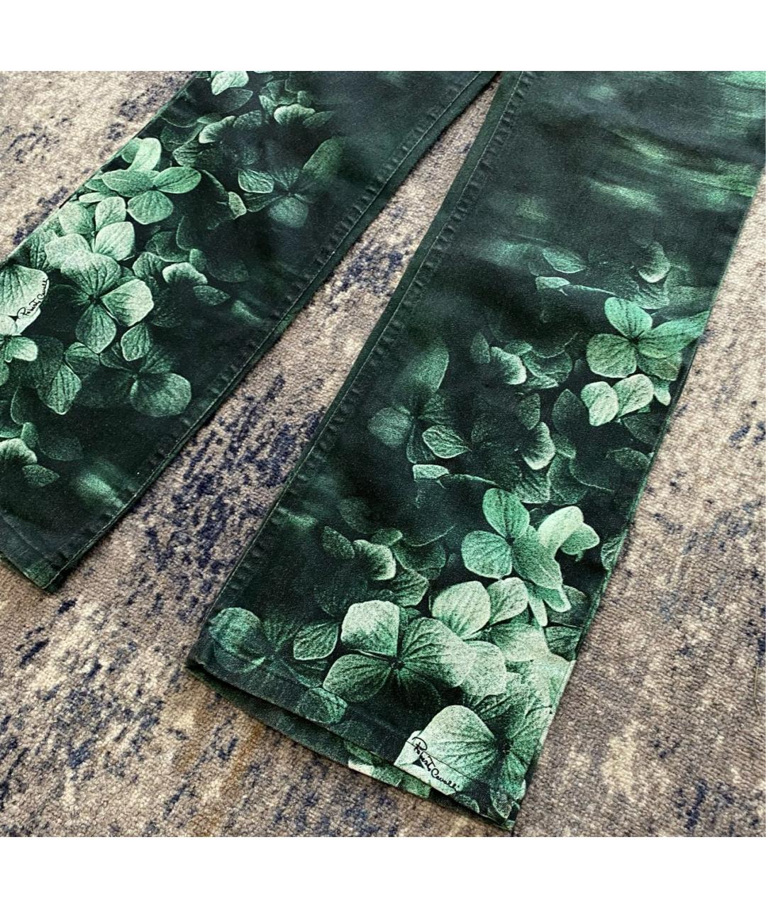 ROBERTO CAVALLI Зеленые хлопко-эластановые прямые джинсы, фото 7