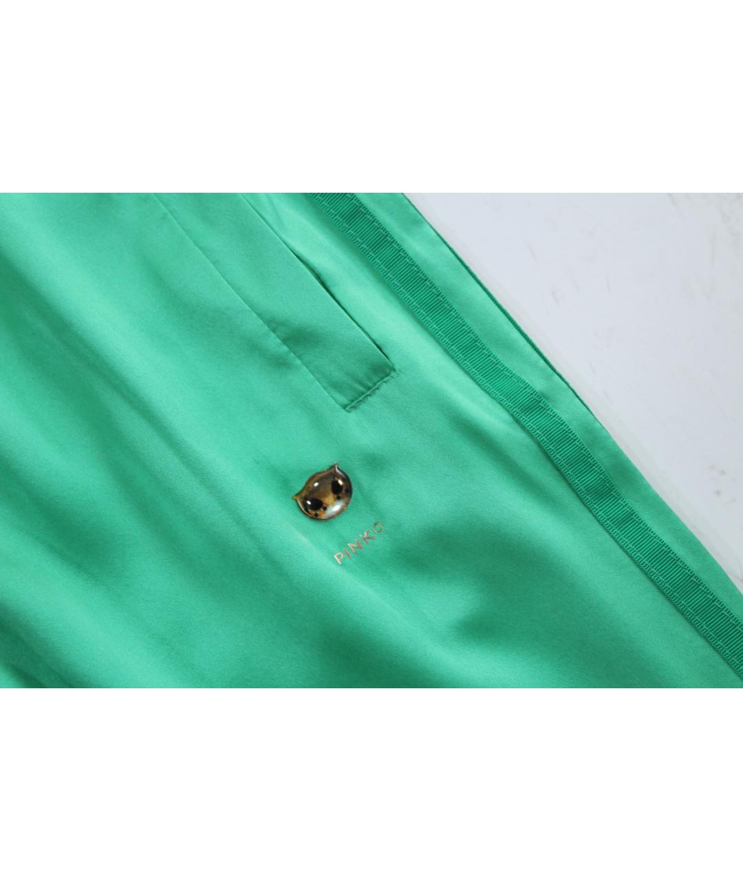 PINKO Зеленые шелковые брюки узкие, фото 5