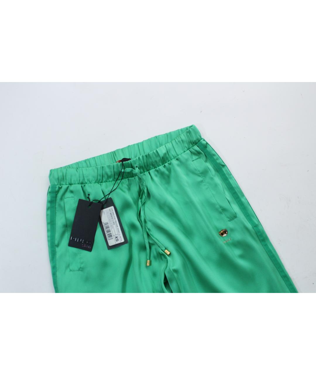 PINKO Зеленые шелковые брюки узкие, фото 2