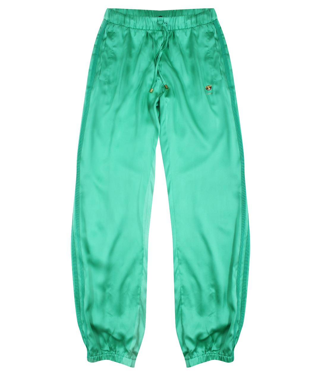 PINKO Зеленые шелковые брюки узкие, фото 1