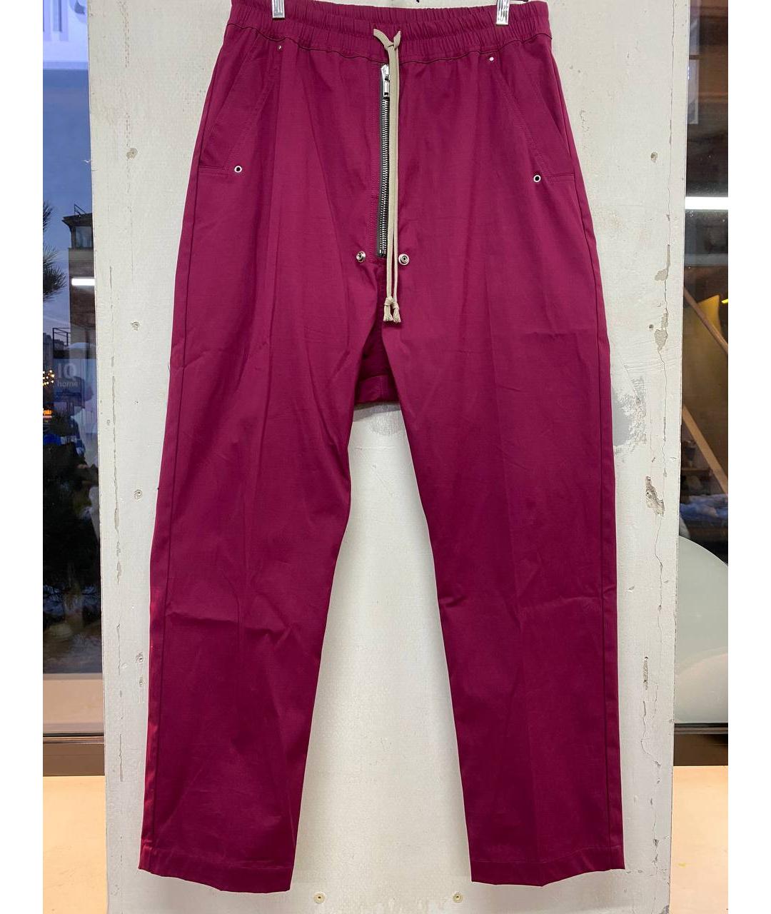 RICK OWENS Бордовые хлопко-эластановые повседневные брюки, фото 4
