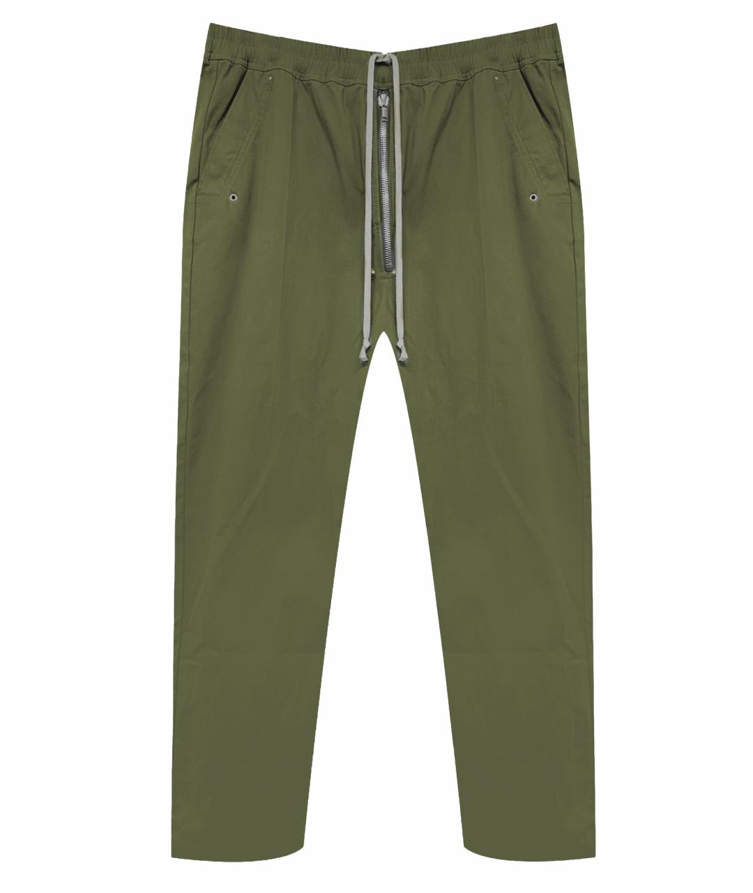 RICK OWENS Зеленые хлопко-эластановые повседневные брюки, фото 1