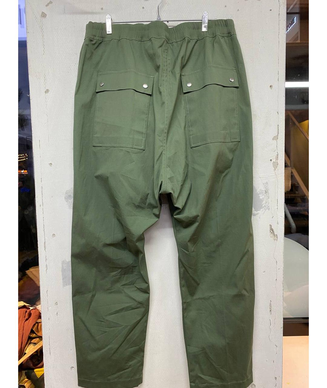 RICK OWENS Зеленые хлопко-эластановые повседневные брюки, фото 2