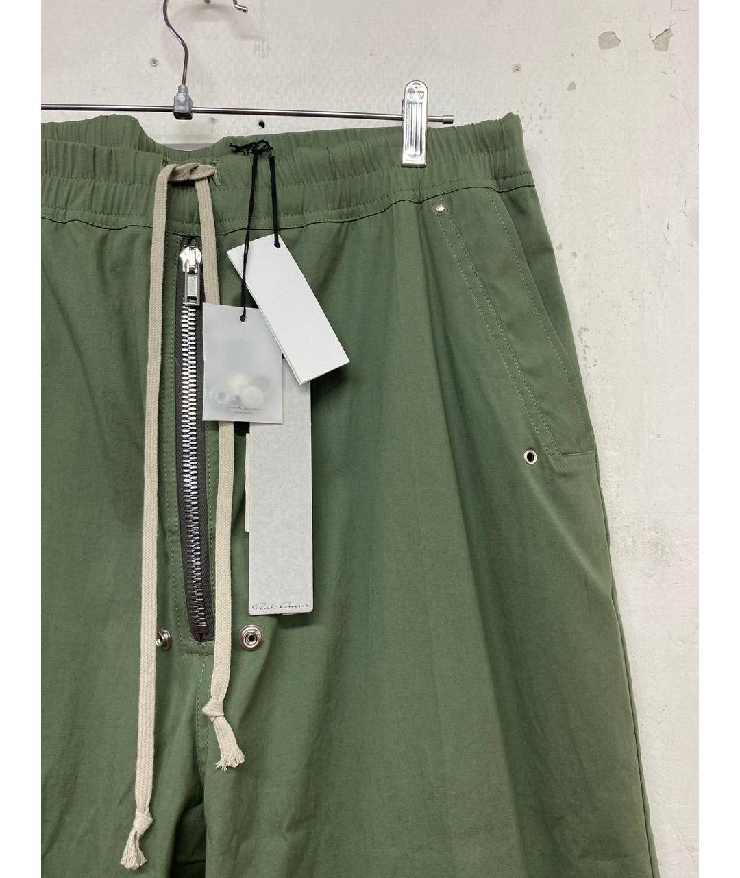 RICK OWENS Зеленые хлопко-эластановые повседневные брюки, фото 3