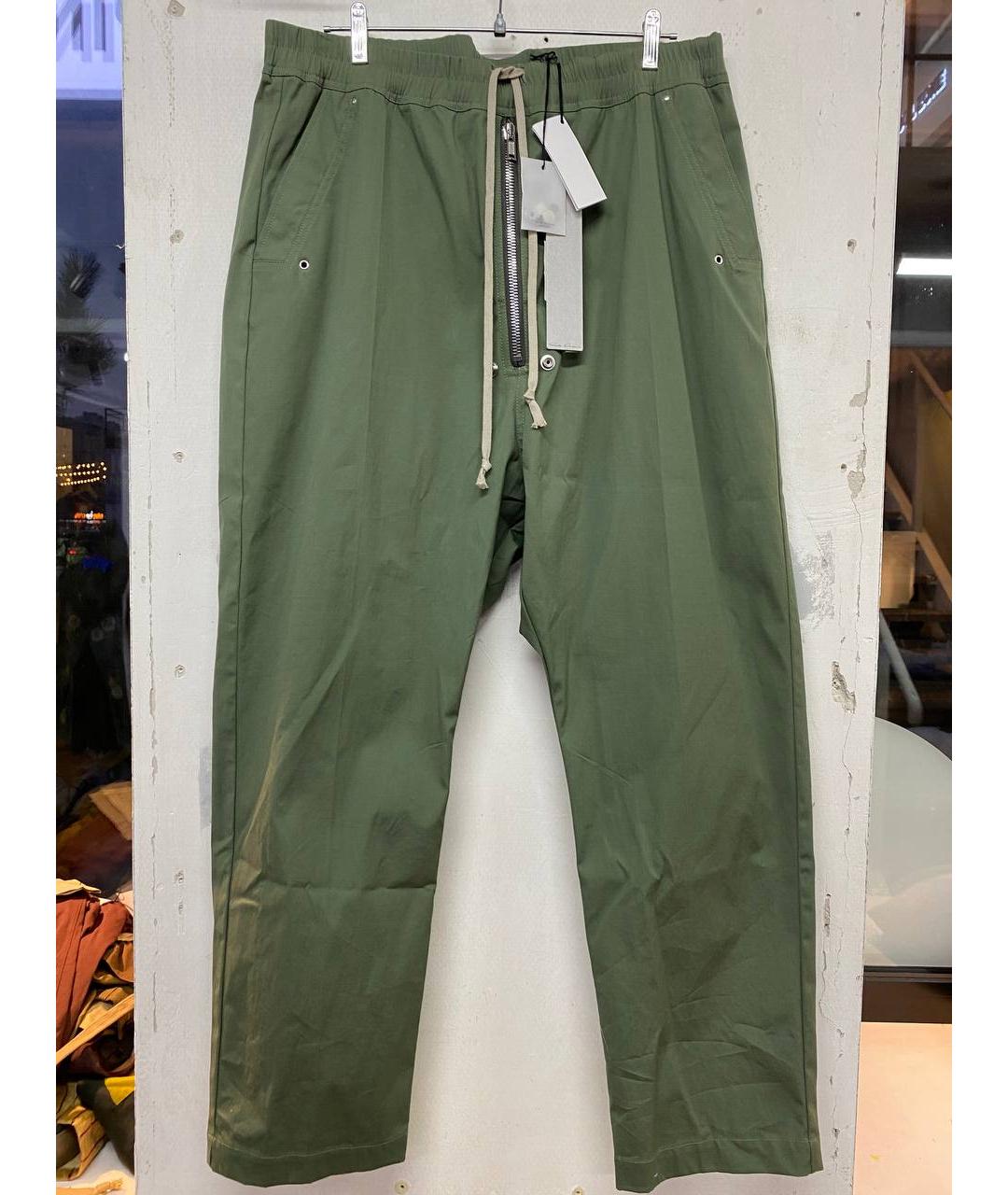 RICK OWENS Зеленые хлопко-эластановые повседневные брюки, фото 5