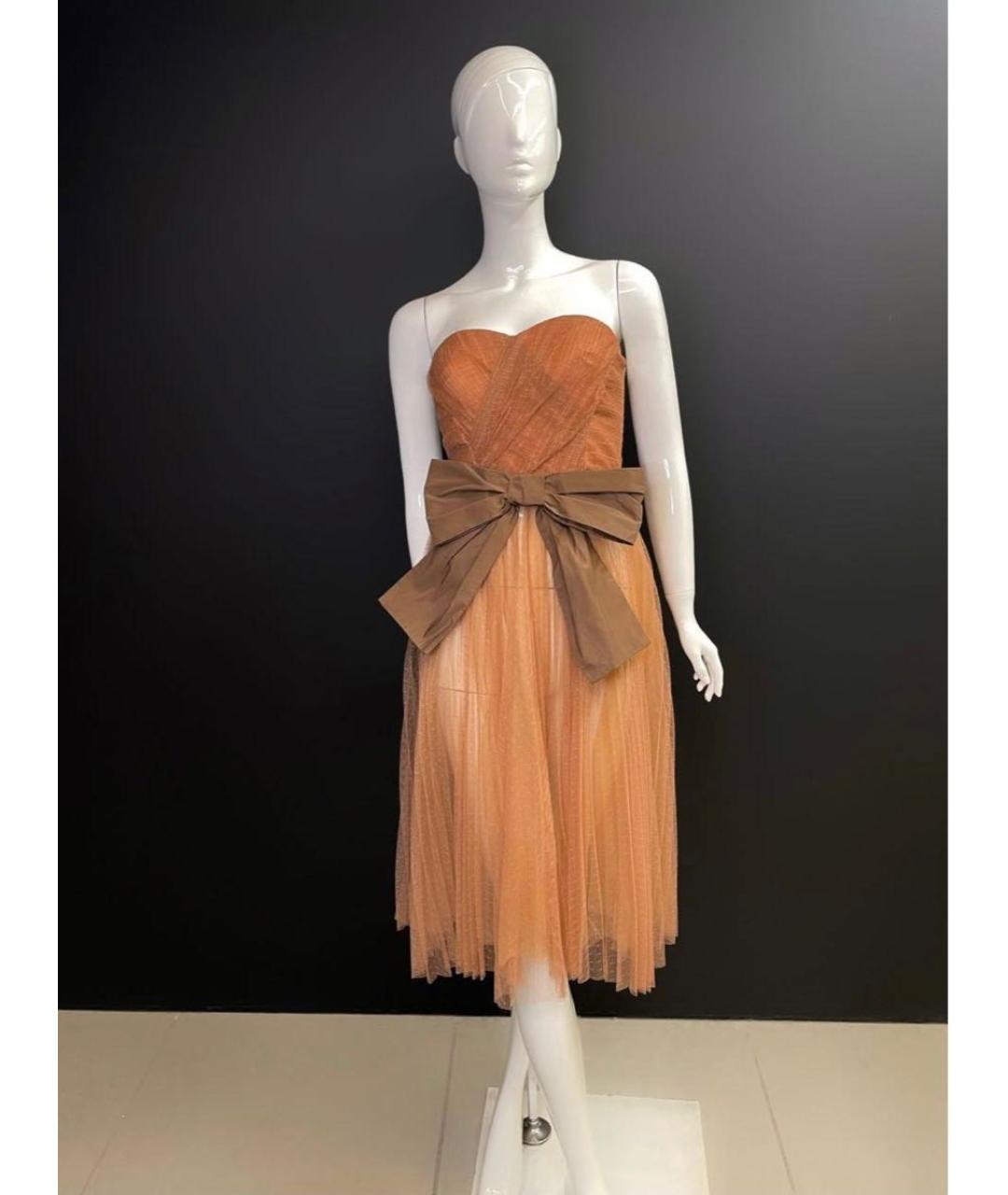 ELISABETTA FRANCHI Бежевое полиэстеровое коктейльное платье, фото 3