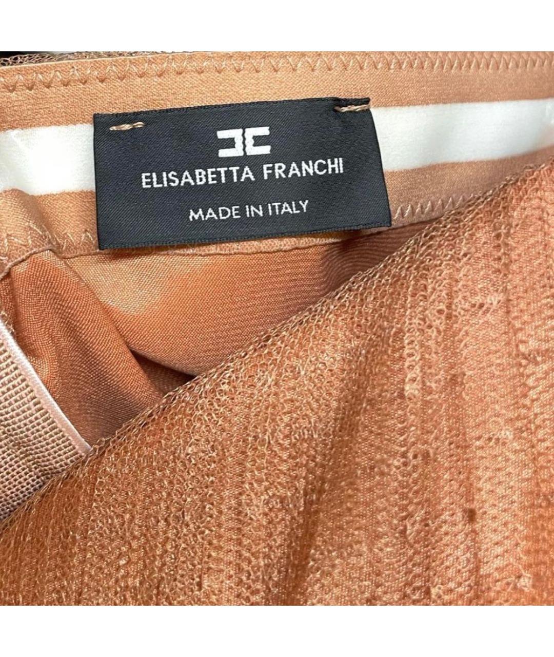 ELISABETTA FRANCHI Бежевое полиэстеровое коктейльное платье, фото 5