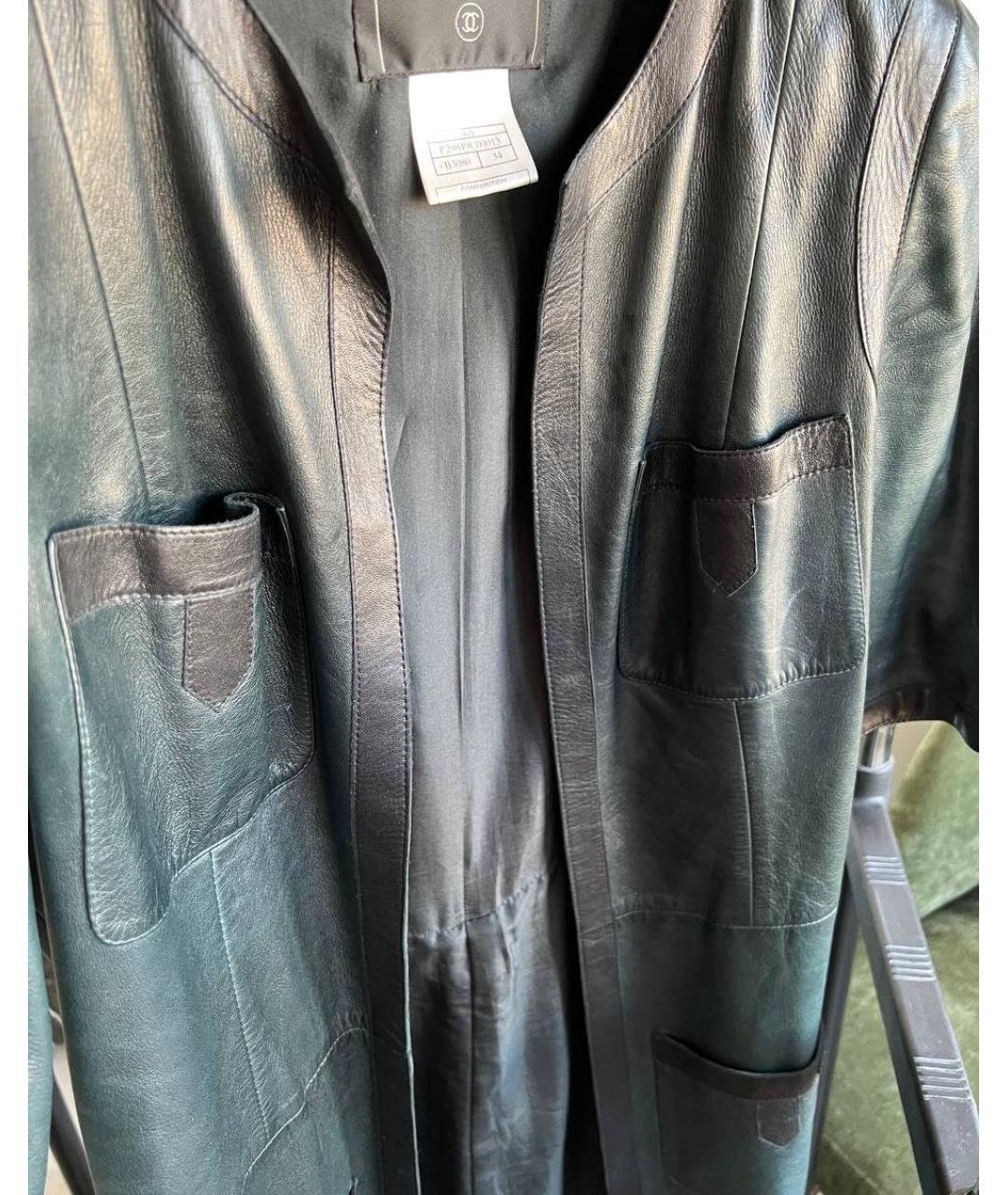 CHANEL PRE-OWNED Зеленый кожаный костюм с юбками, фото 6