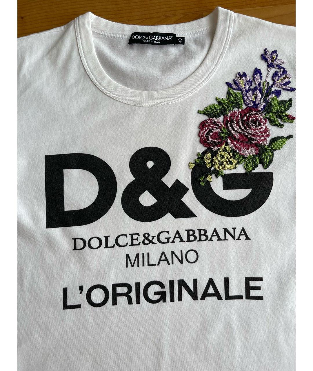 DOLCE&GABBANA Белая хлопковая футболка, фото 3