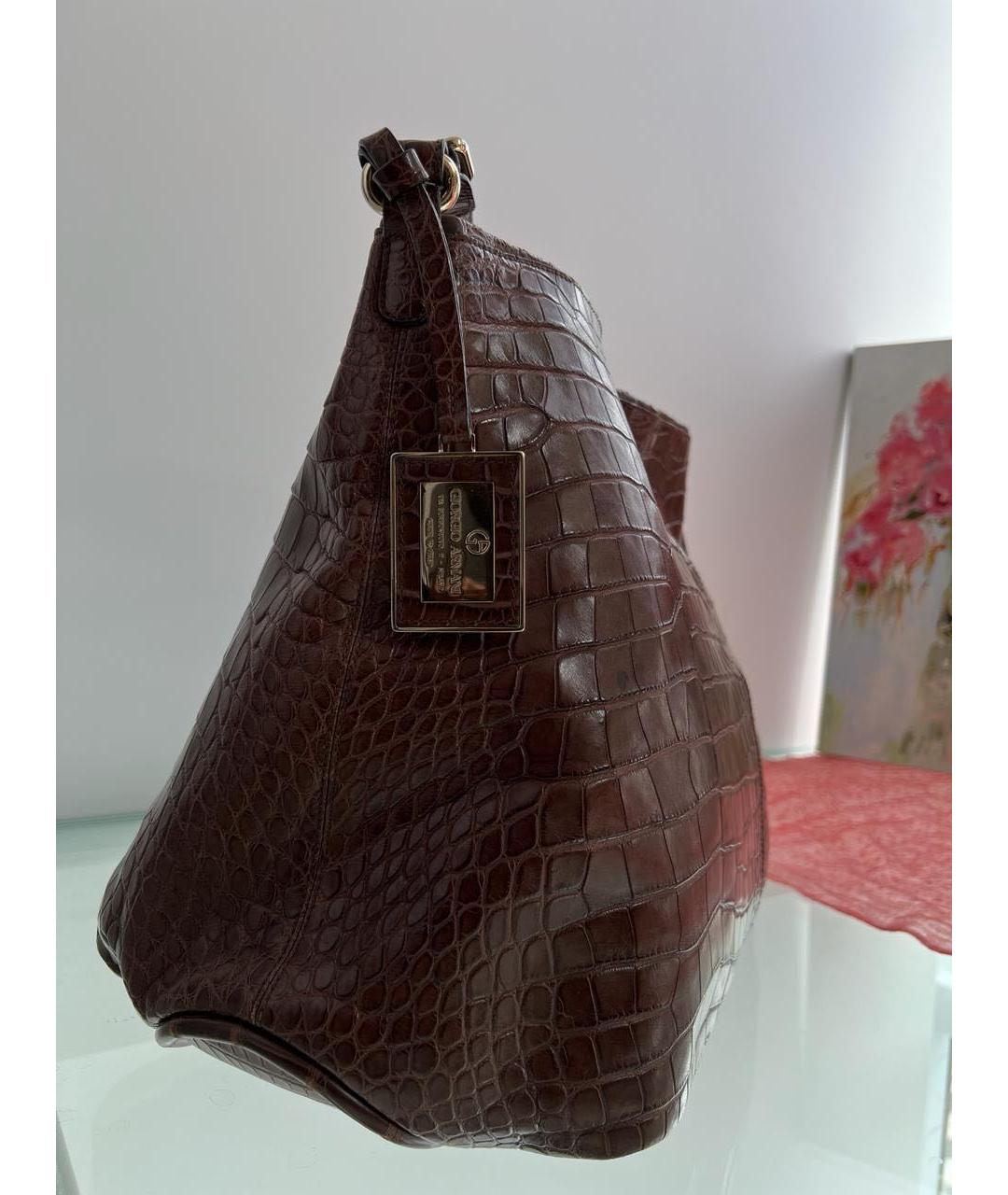GIORGIO ARMANI Коричневая сумка тоут из экзотической кожи, фото 3