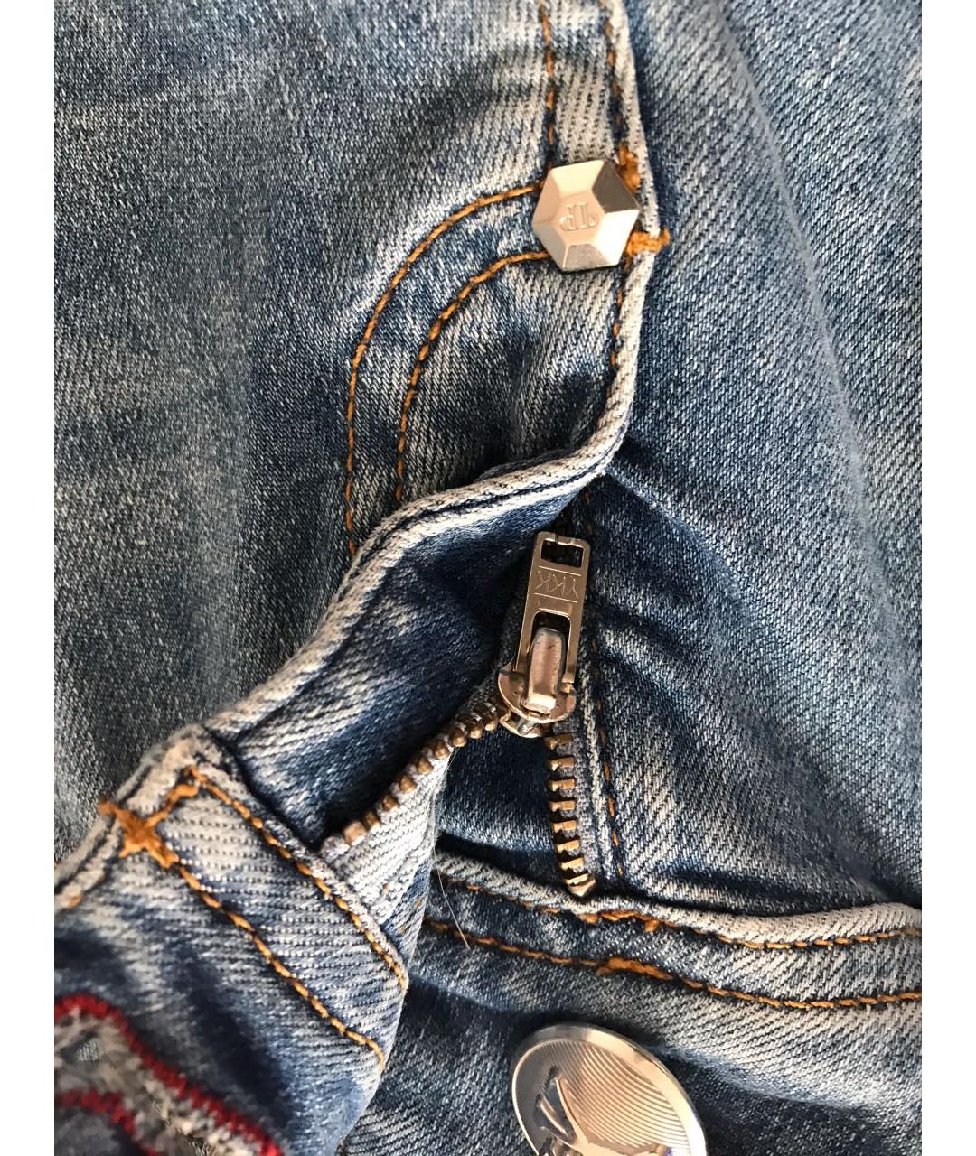 PHILIPP PLEIN Синие хлопко-эластановые джинсы слим, фото 6