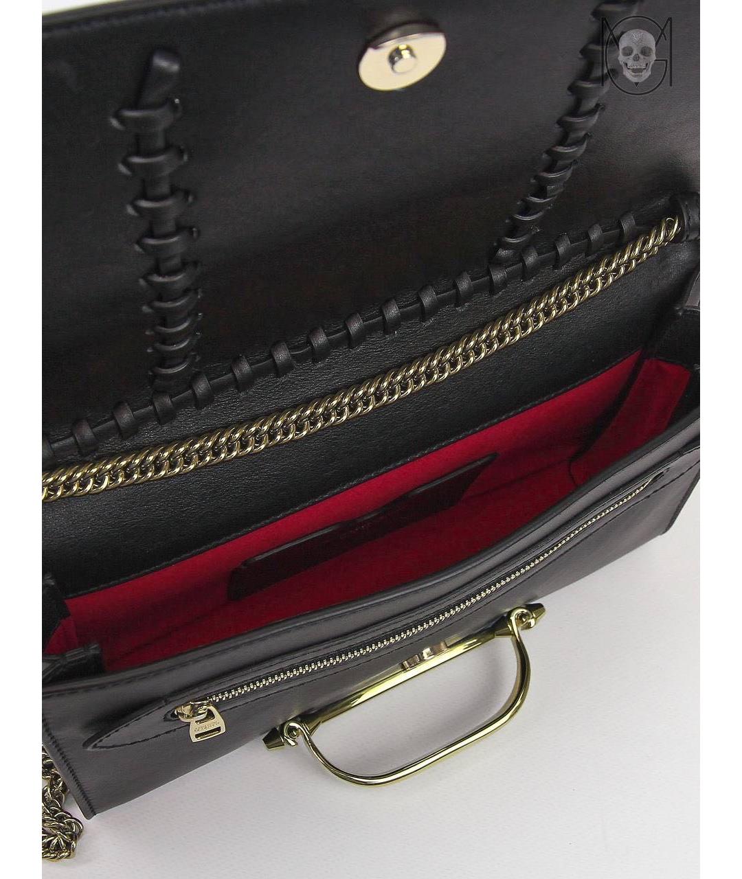 ALEXANDER MCQUEEN Черная кожаная сумка через плечо, фото 4