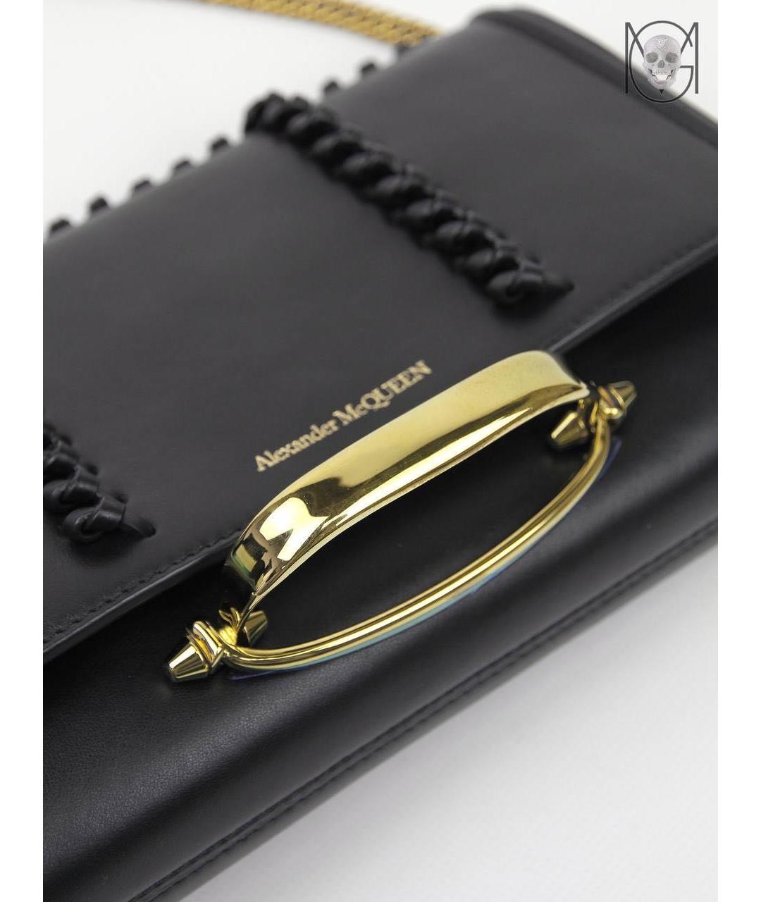 ALEXANDER MCQUEEN Черная кожаная сумка через плечо, фото 2