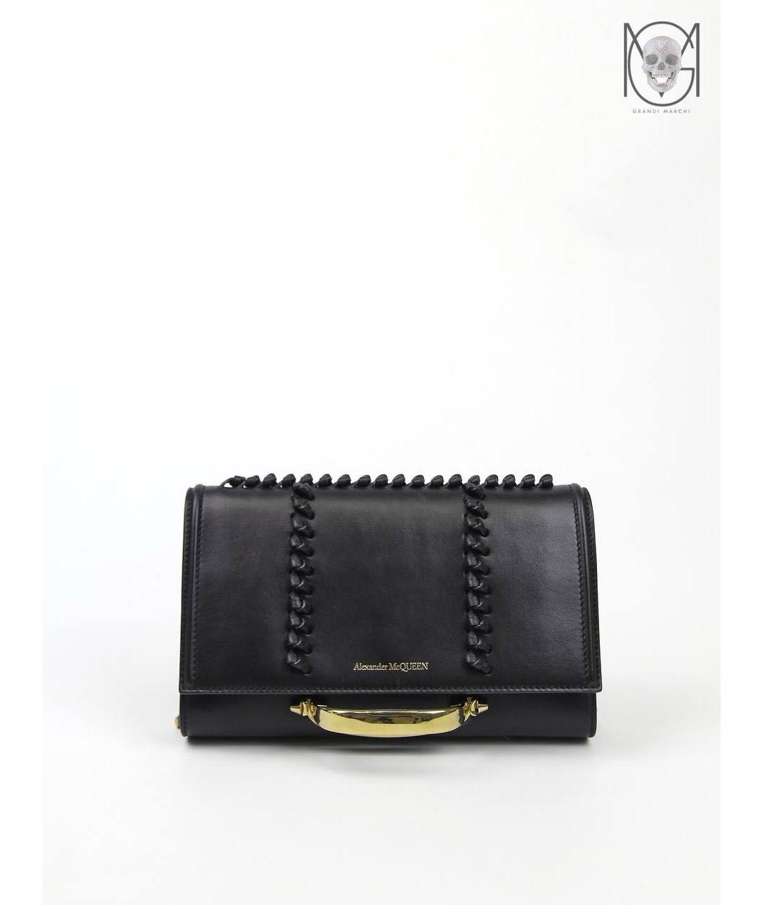 ALEXANDER MCQUEEN Черная кожаная сумка через плечо, фото 9