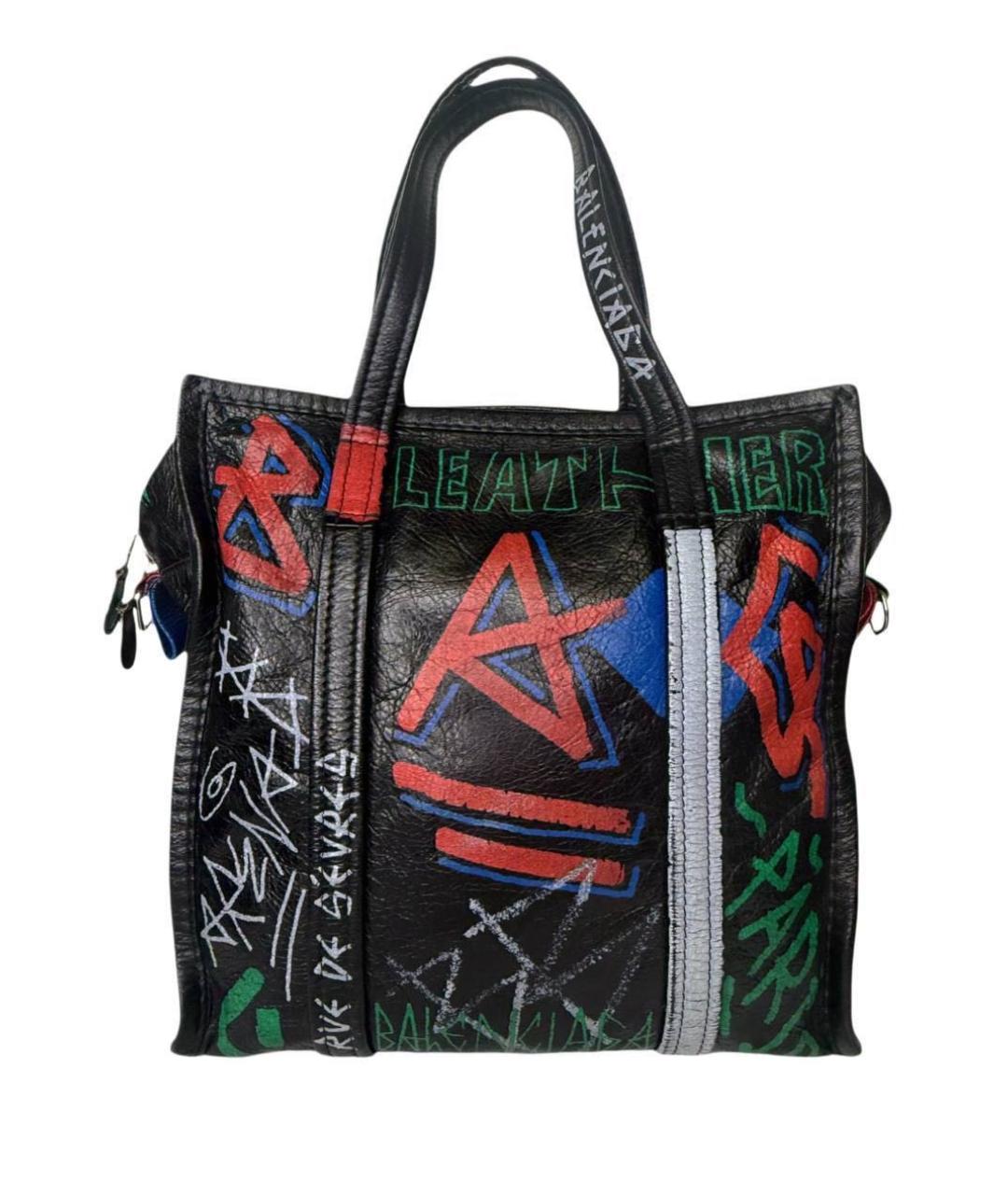 BALENCIAGA Черная кожаная сумка тоут, фото 4