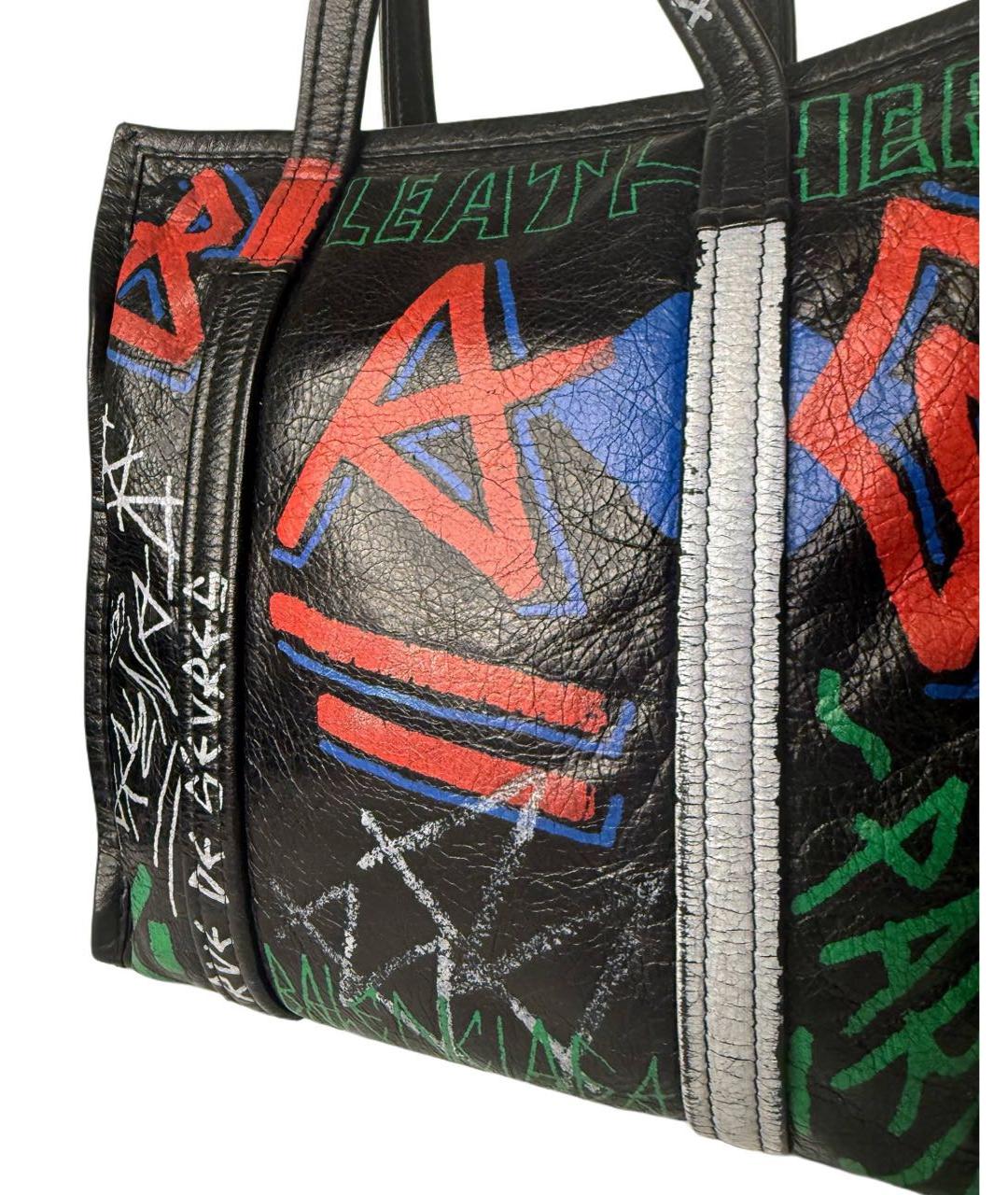 BALENCIAGA Черная кожаная сумка тоут, фото 7