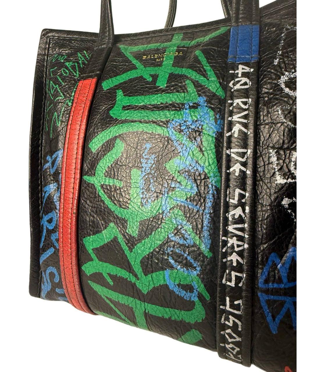 BALENCIAGA Черная кожаная сумка тоут, фото 6