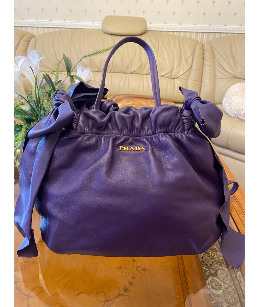 PRADA Фиолетовая кожаная сумка через плечо, фото 5