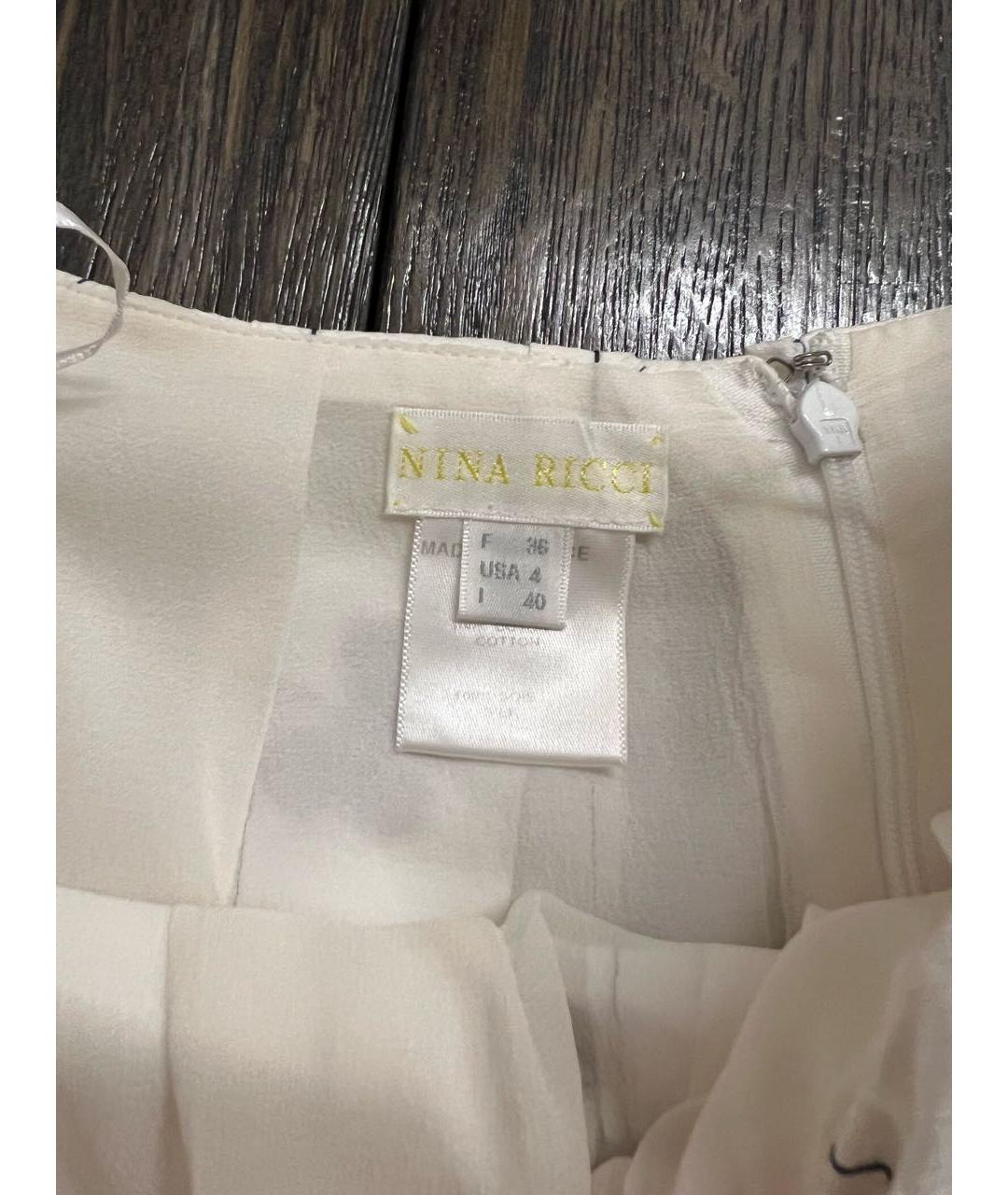 NINA RICCI Белая хлопковая юбка мини, фото 3