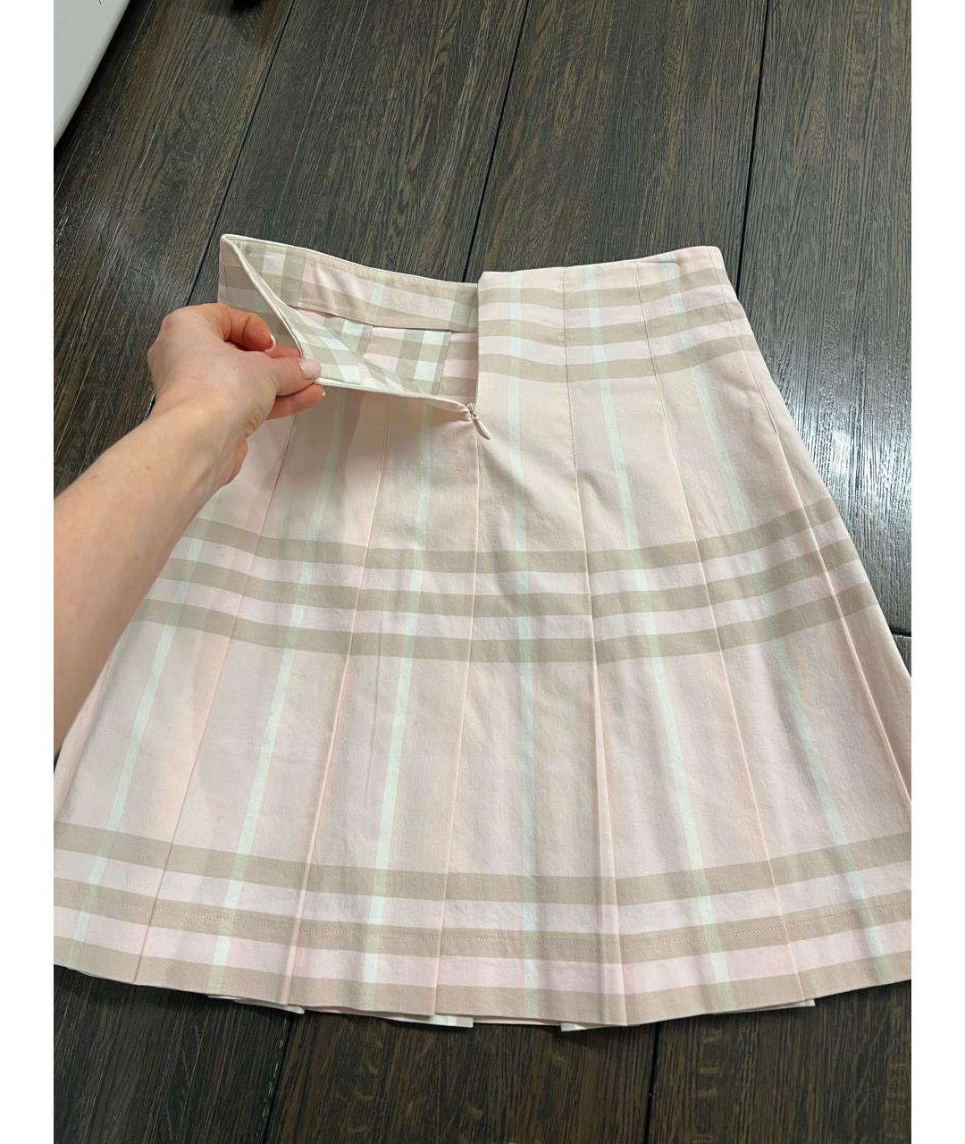 BURBERRY Розовая хлопковая юбка миди, фото 2