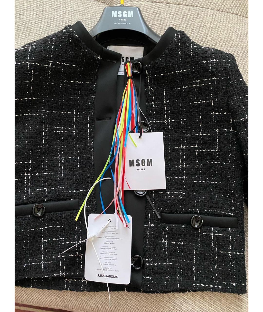 MSGM Черный твидовый жакет/пиджак, фото 2