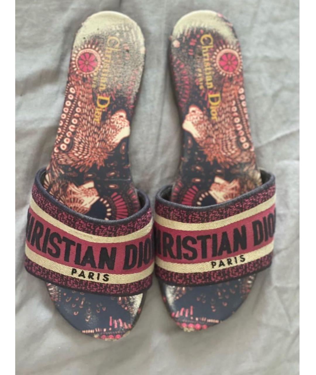 CHRISTIAN DIOR Мульти текстильные шлепанцы, фото 2
