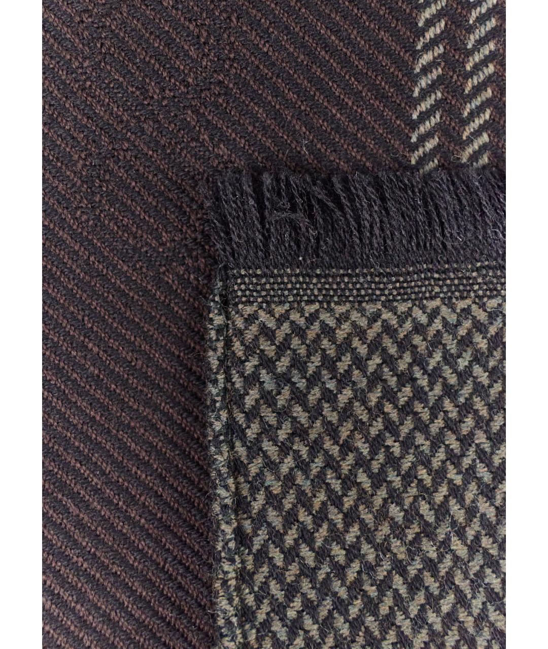 CORNELIANI Коричневый шерстяной шарф, фото 4