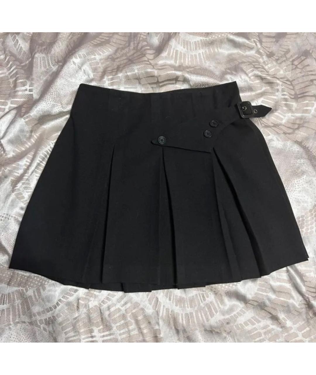 BURBERRY Черная шерстяная юбка мини, фото 7