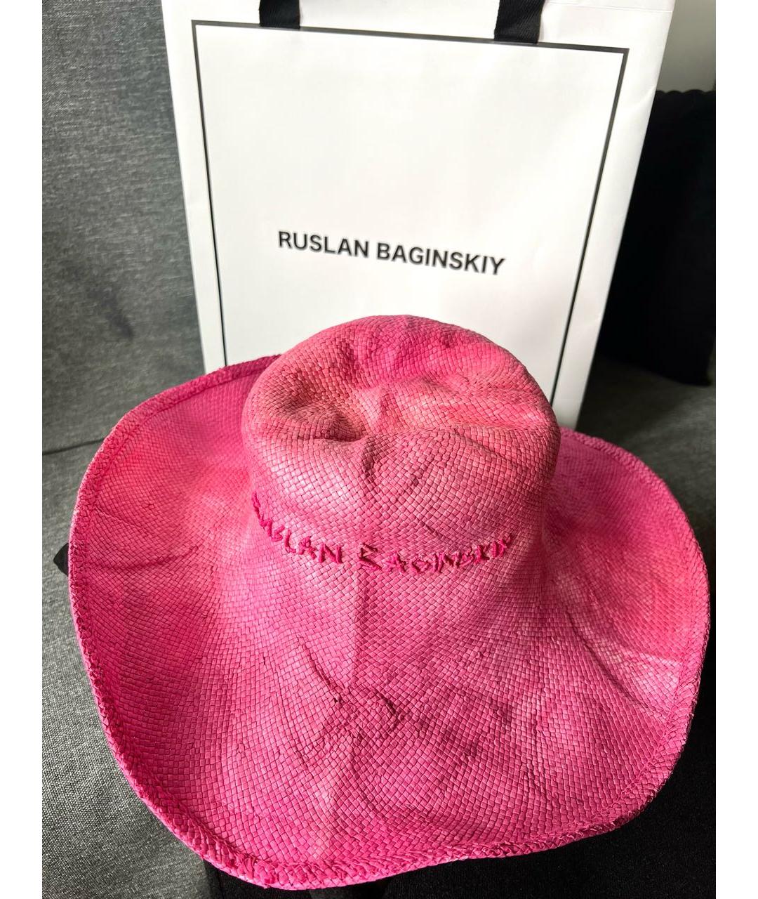 RUSLAN BAGINSKIY Розовая соломенная шляпа, фото 7