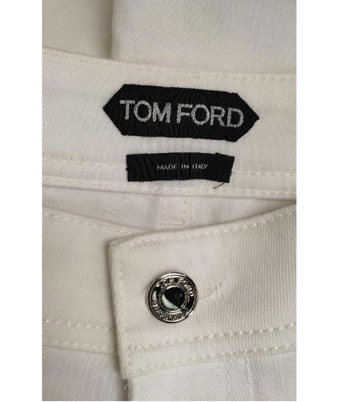 TOM FORD Белые хлопковые прямые джинсы, фото 3