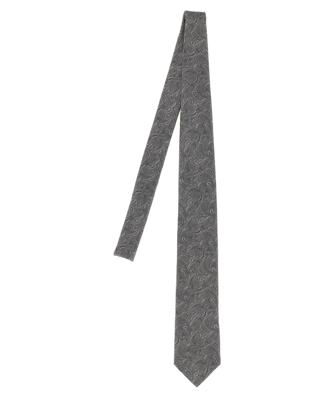 BRUNELLO CUCINELLI Серый шелковый галстук, фото 1