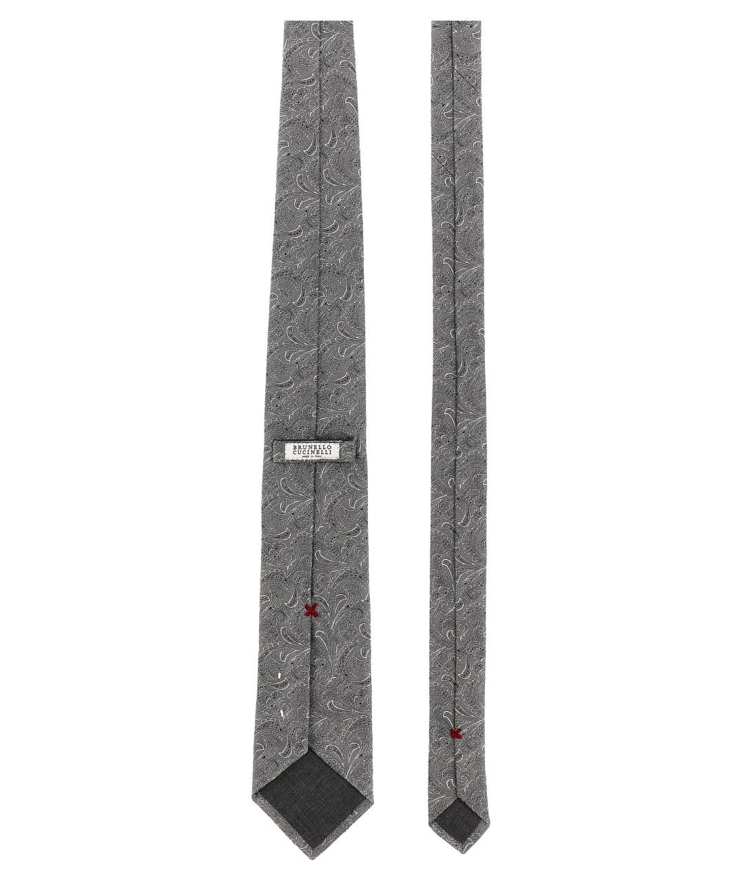 BRUNELLO CUCINELLI Серый шелковый галстук, фото 2