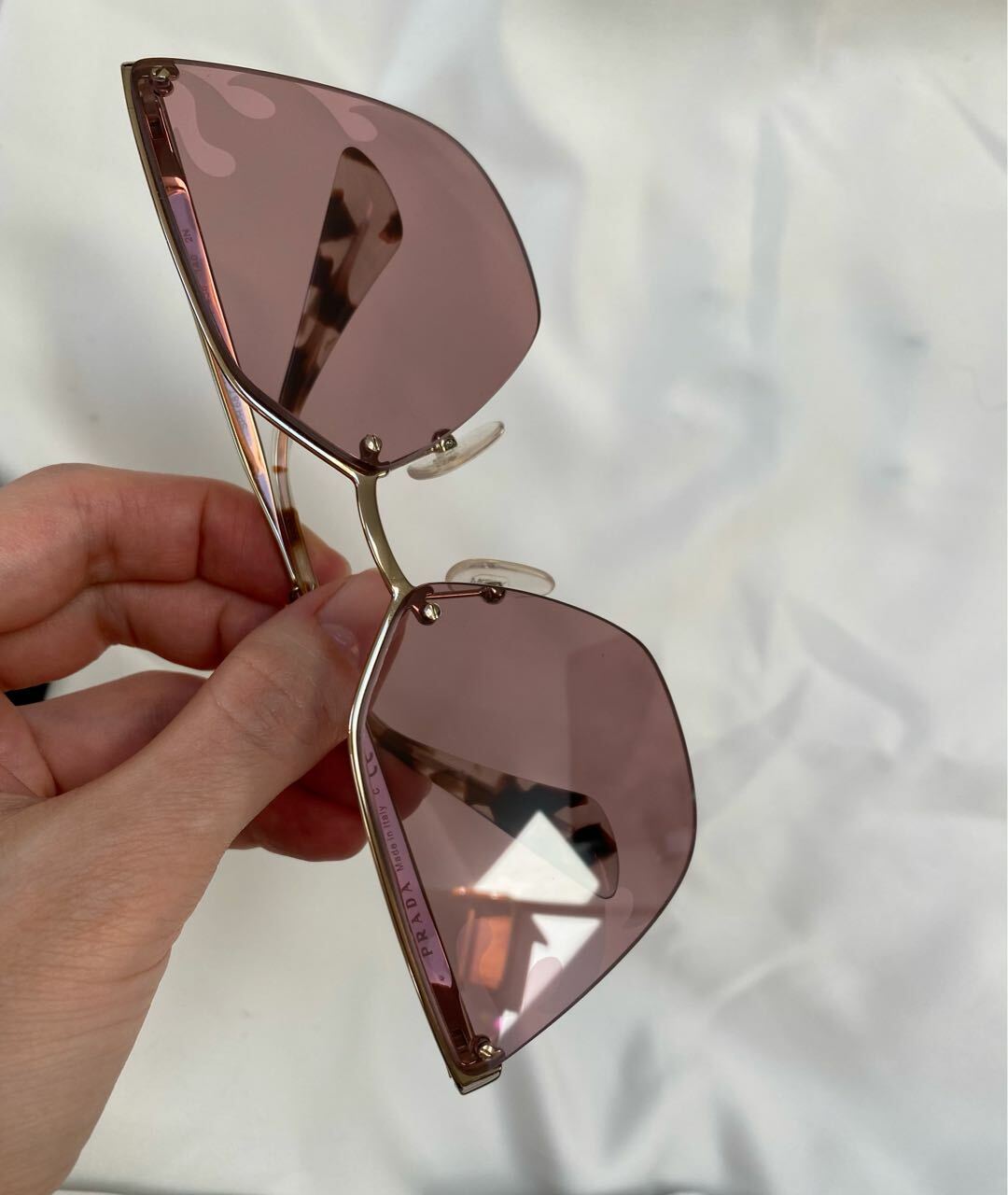 PRADA Серебряные металлические солнцезащитные очки, фото 4