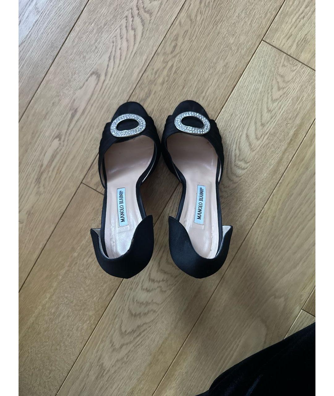 MANOLO BLAHNIK Черные текстильные туфли, фото 3