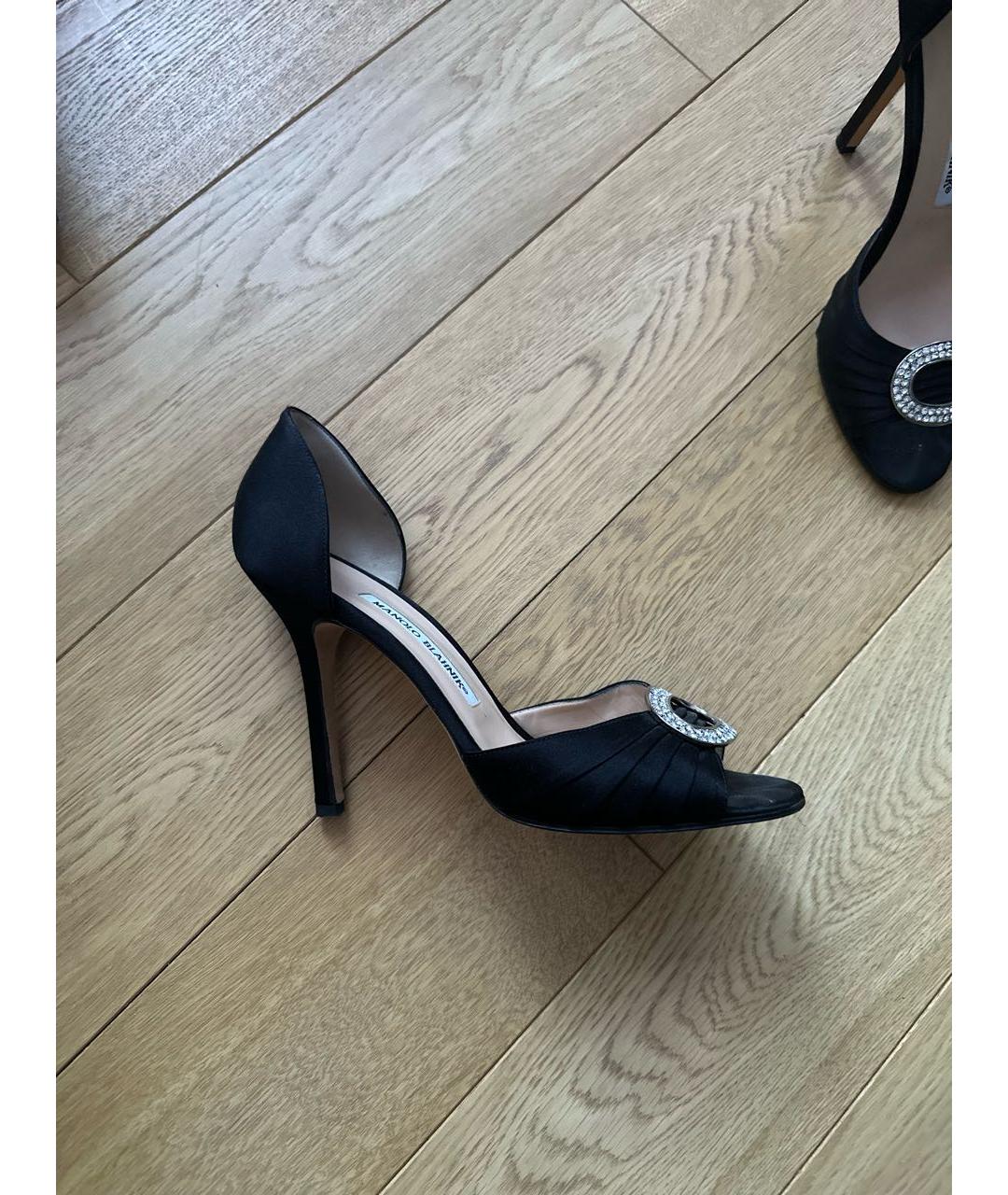 MANOLO BLAHNIK Черные текстильные туфли, фото 5
