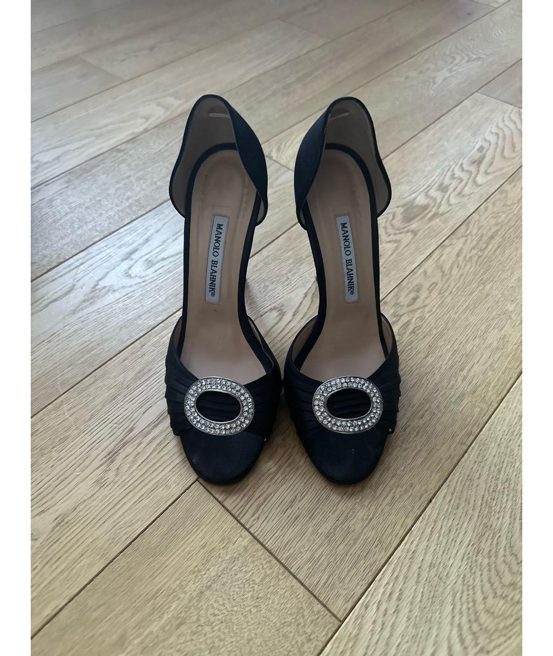 MANOLO BLAHNIK Черные текстильные туфли, фото 2