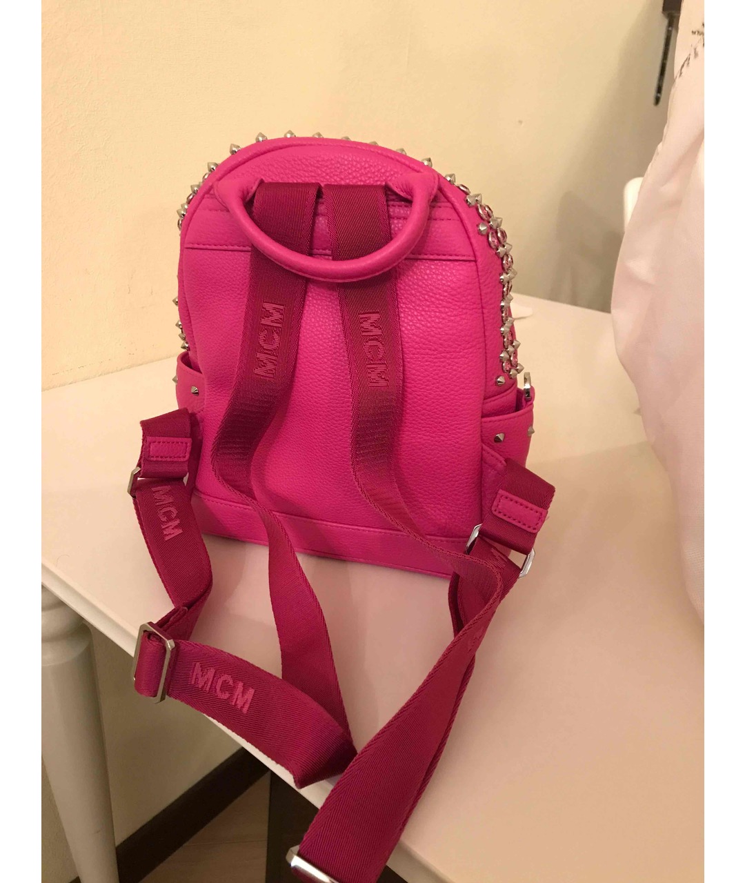 MCM Розовый кожаный рюкзак, фото 3