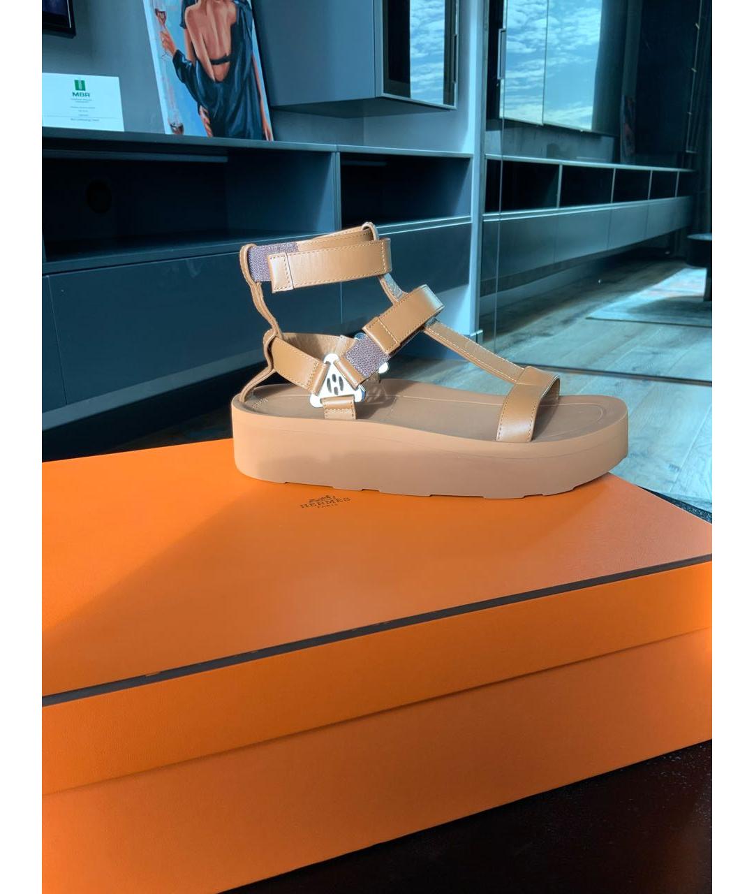 HERMES PRE-OWNED Оранжевое кожаные сандалии, фото 8