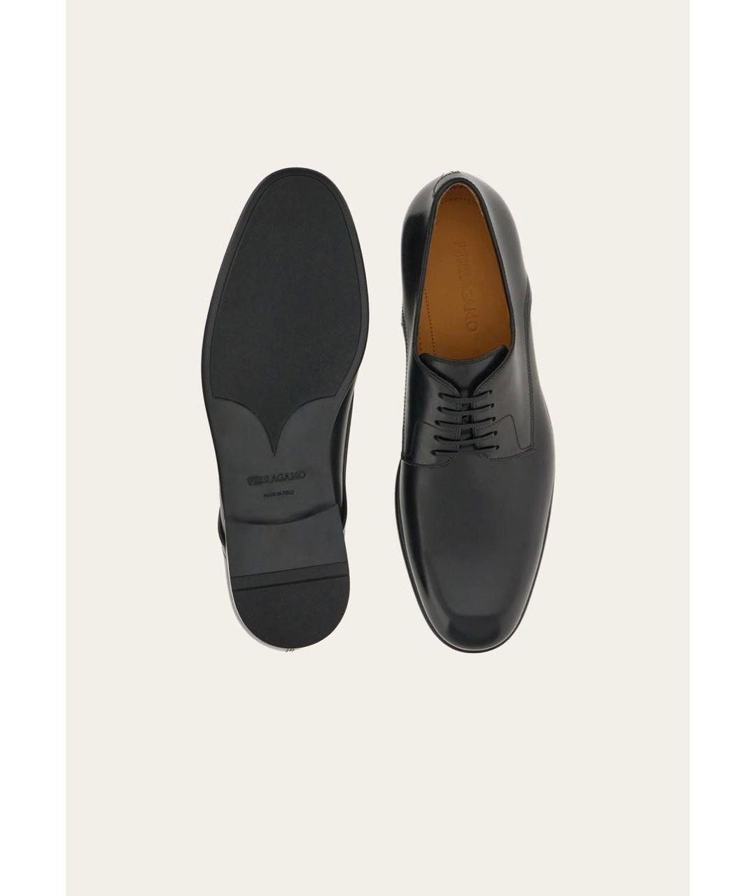 SALVATORE FERRAGAMO Черные кожаные туфли, фото 4