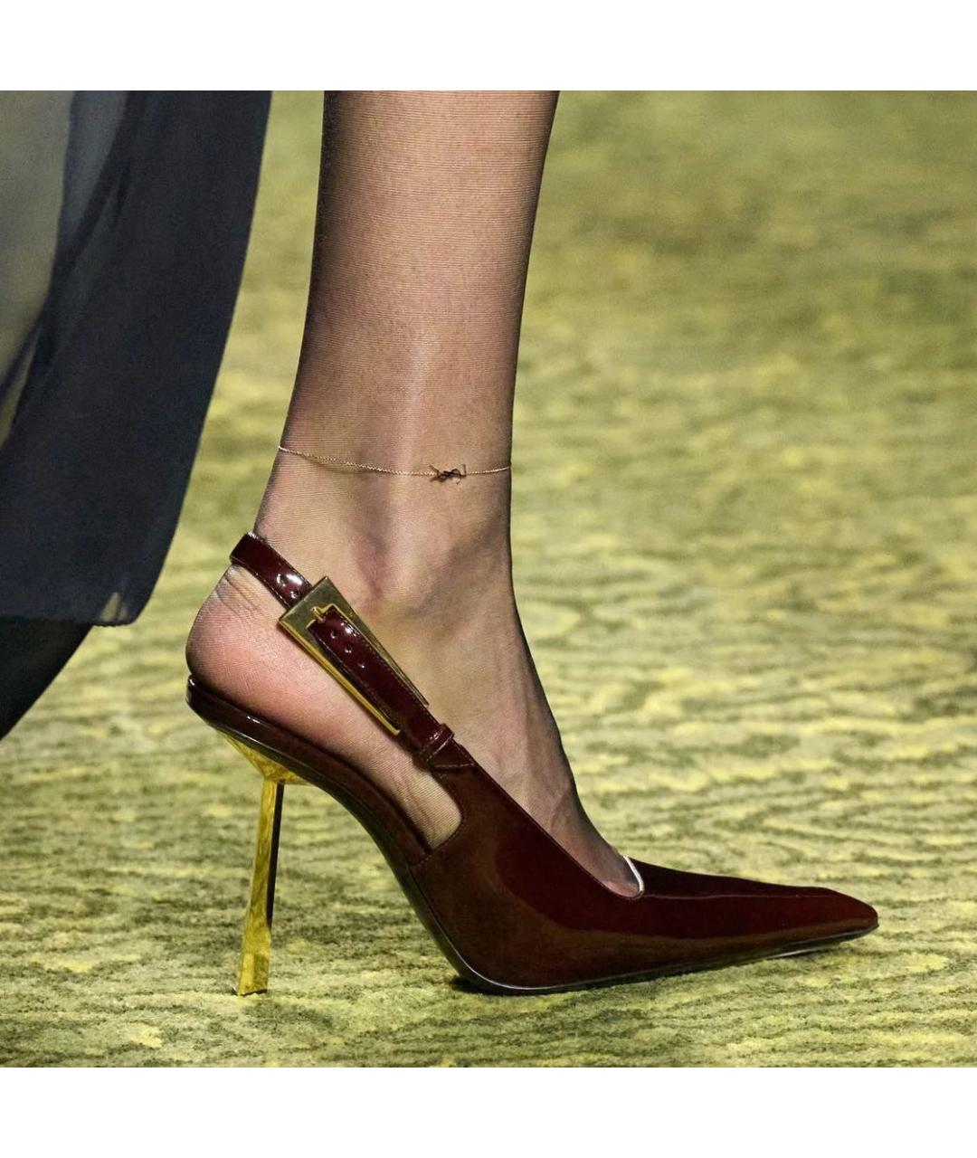 SAINT LAURENT Бордовые туфли из лакированной кожи, фото 4